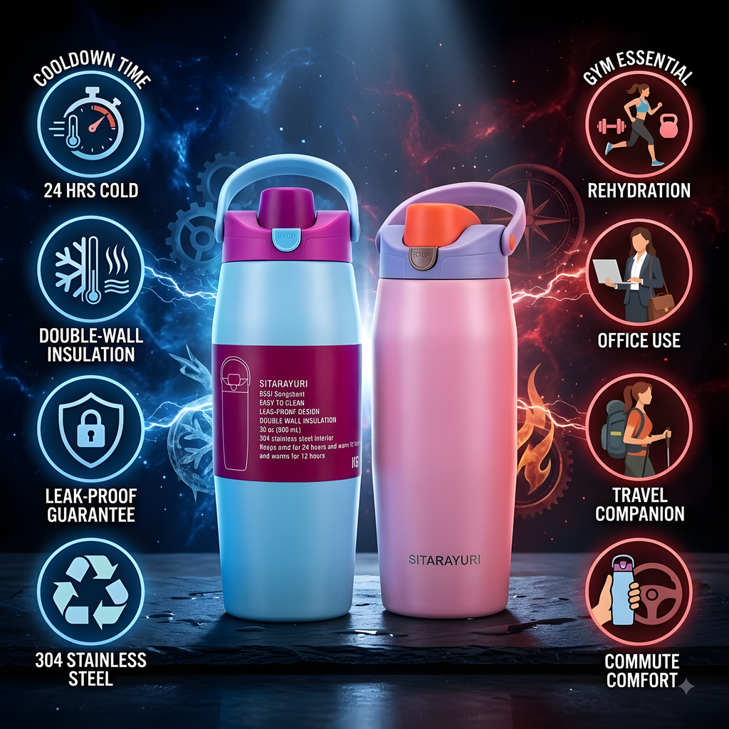 Premium Double-Wall Vacuum Insulated Water Bottle (Baby Pink)